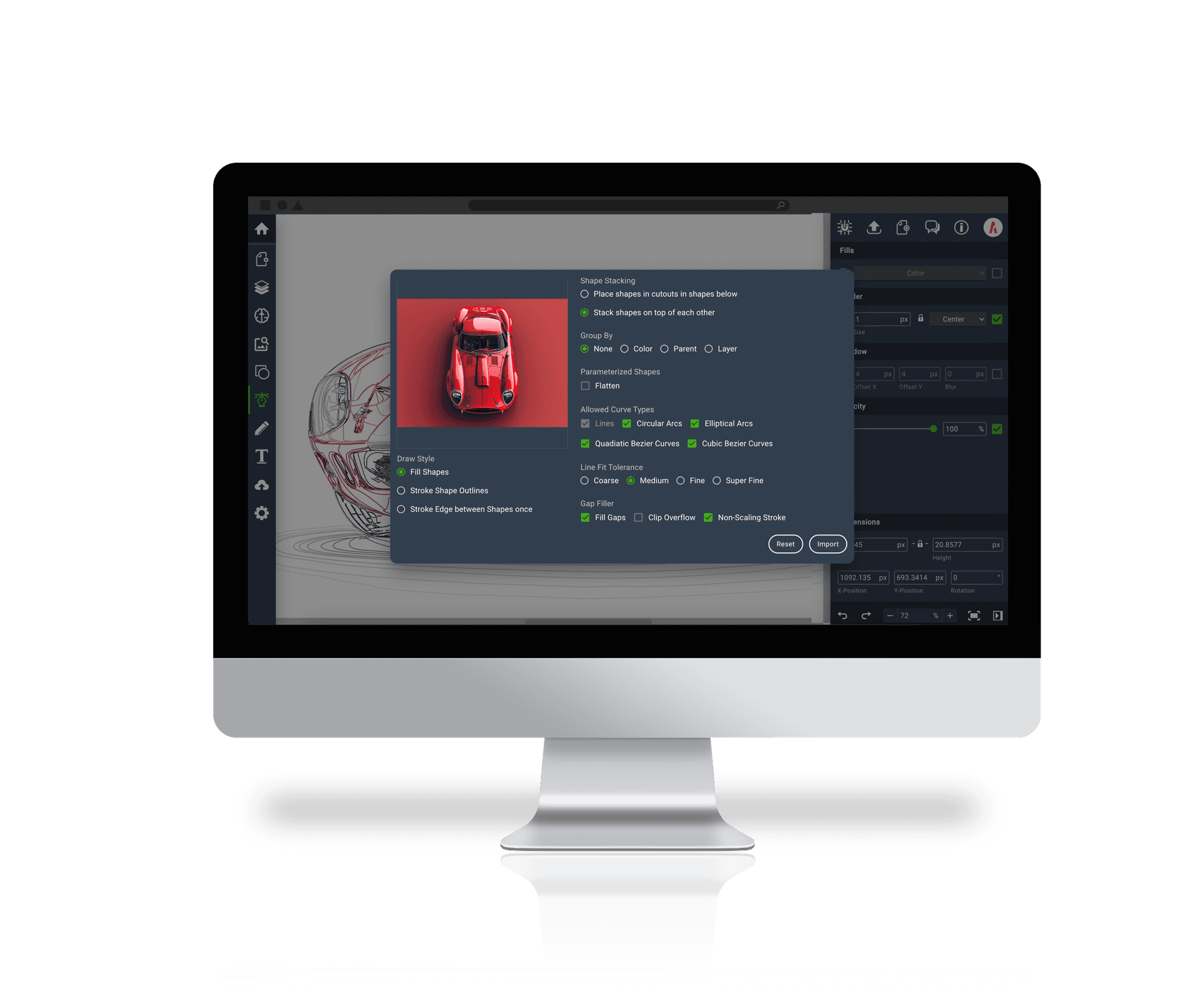 Illustration of a cat being edited in an SVG editor, showcasing tools for image to vector conversion and vector file export. Ideal for learning how to make a vector image with a vector converter.